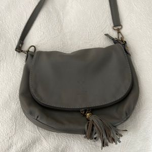 Gray Italian leather adjustable strap bag